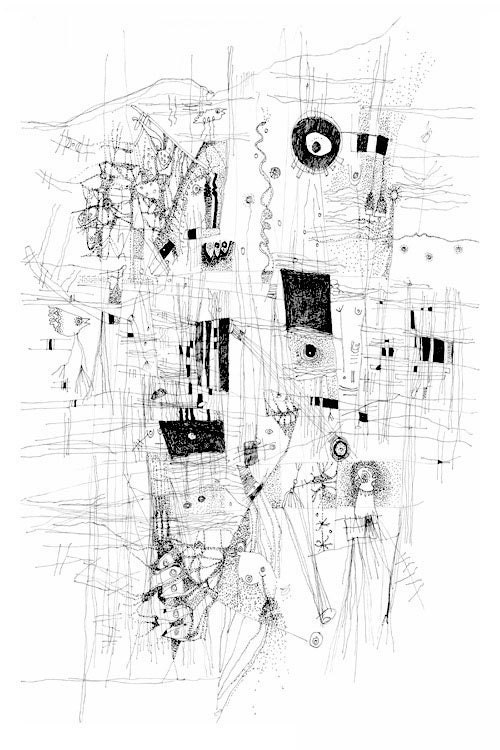 Vivid Dream -  Fine Art Print from an original drawing  black and white art drawing bird drawing map drawing Bird fine art print