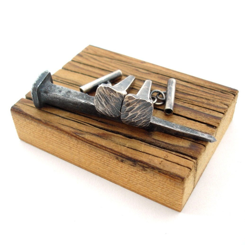 Silver Nail Cufflinks