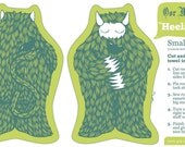 SALE - cut and sew 'Heelander' monster tea towel