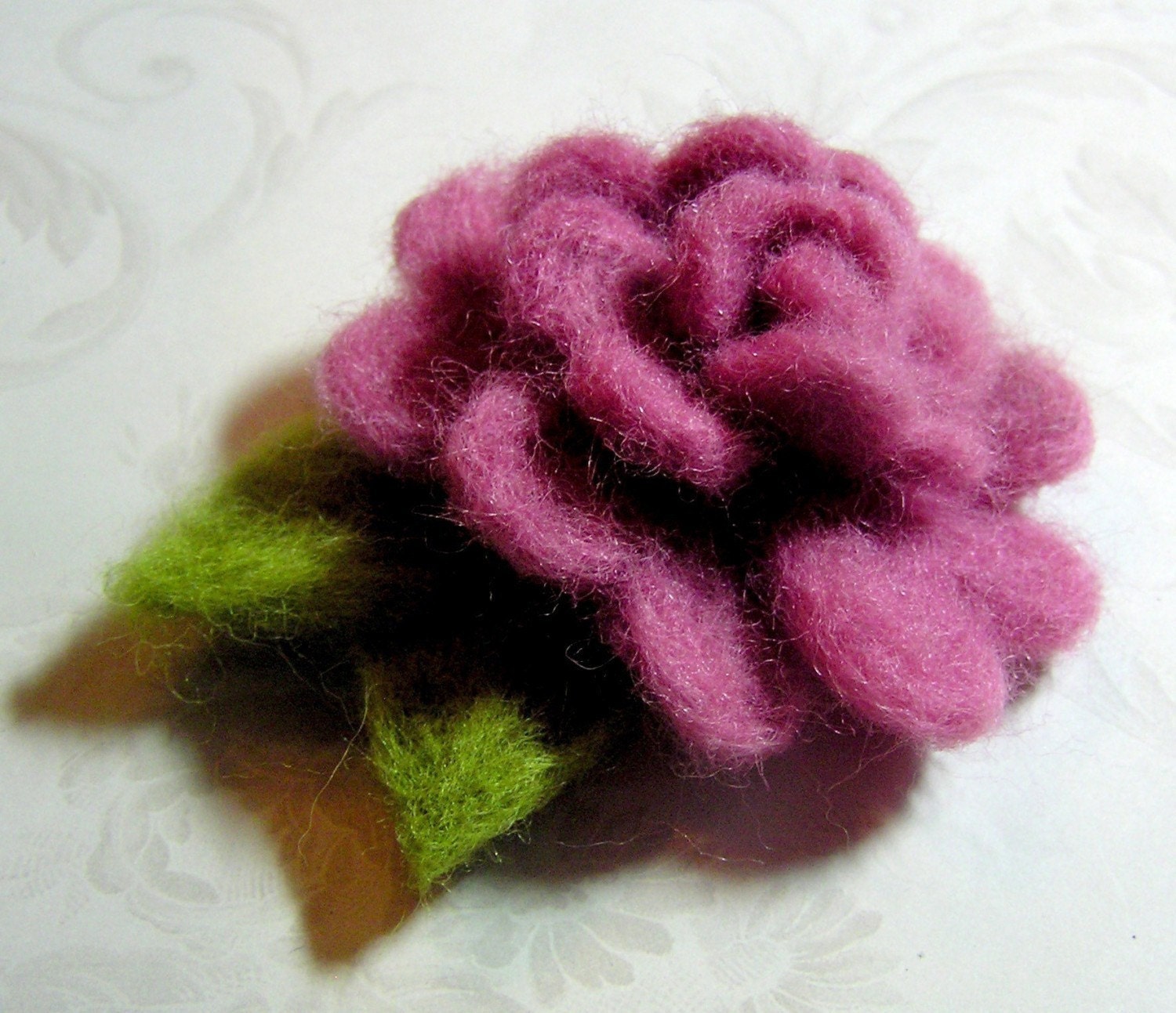 Felted Rose - Custom Color Listing - Large Wool Rose - Needle Felted Large Rose Applique Decoration -- You Choose the Color