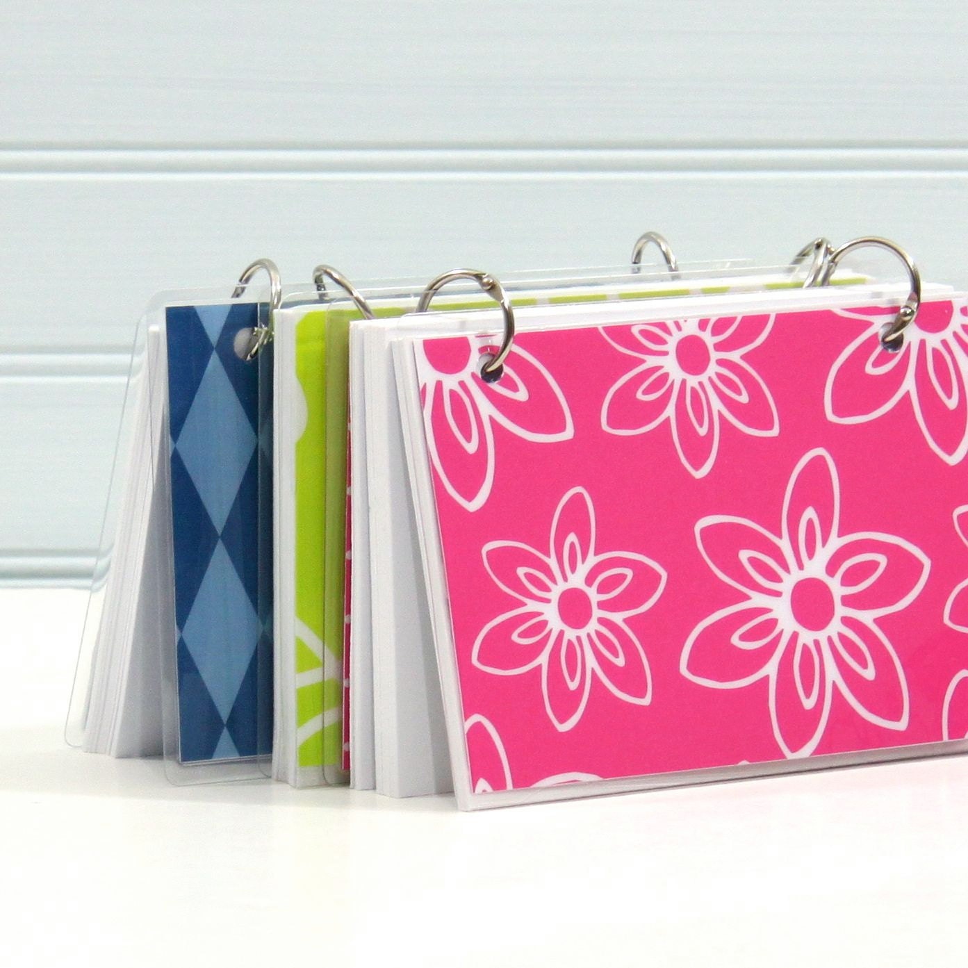 4 x 6 Index Card or Note Card Binders, Set of Three, Brights