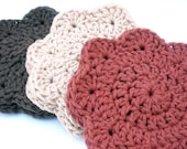 Coasters Crochet Mug Rug Absorbant Cotton Scalloped Edge Brown, Rust, Coffee Colors Set of 6