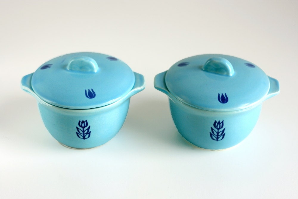 Mid Century Aqua Cronin Small Casserole Dishes