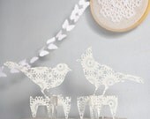 2 transparent acrylic plexi DOILY silhouette Ornaments birds CAKE TOPPERS