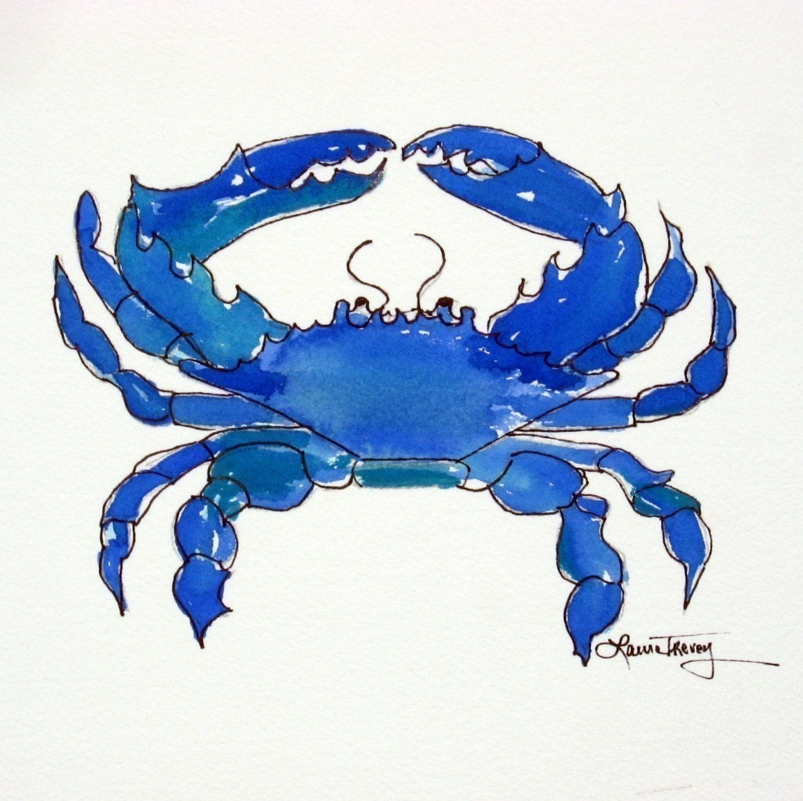 Chesapeake Bay Blue Crab, Watercolor Print , 9 by 12