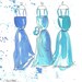 Watercolor Paintings - Turquoise Dresses