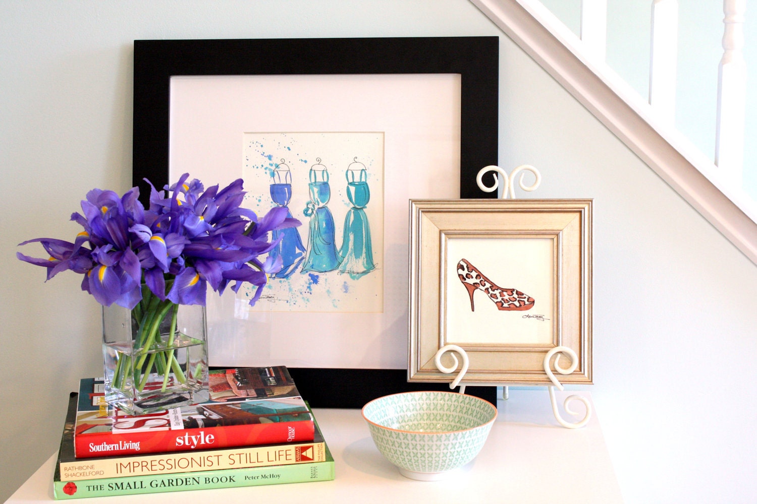 Watercolor Paintings - Turquoise Dresses