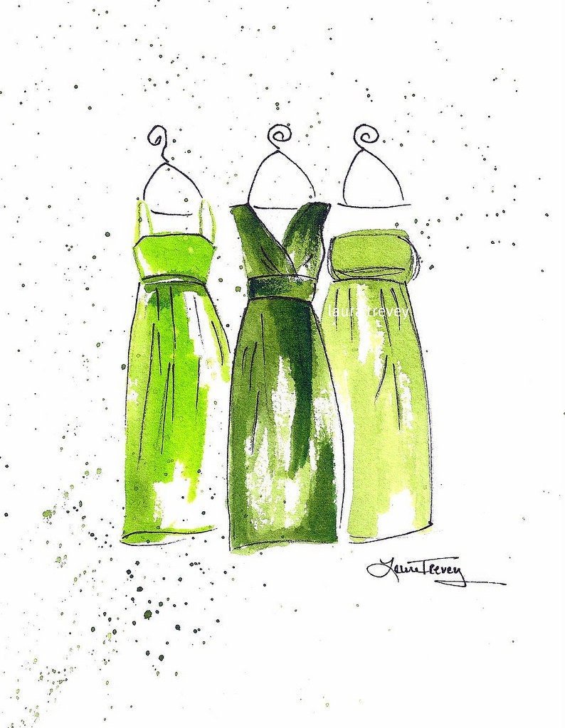 Emerald Green Dresses Art Print