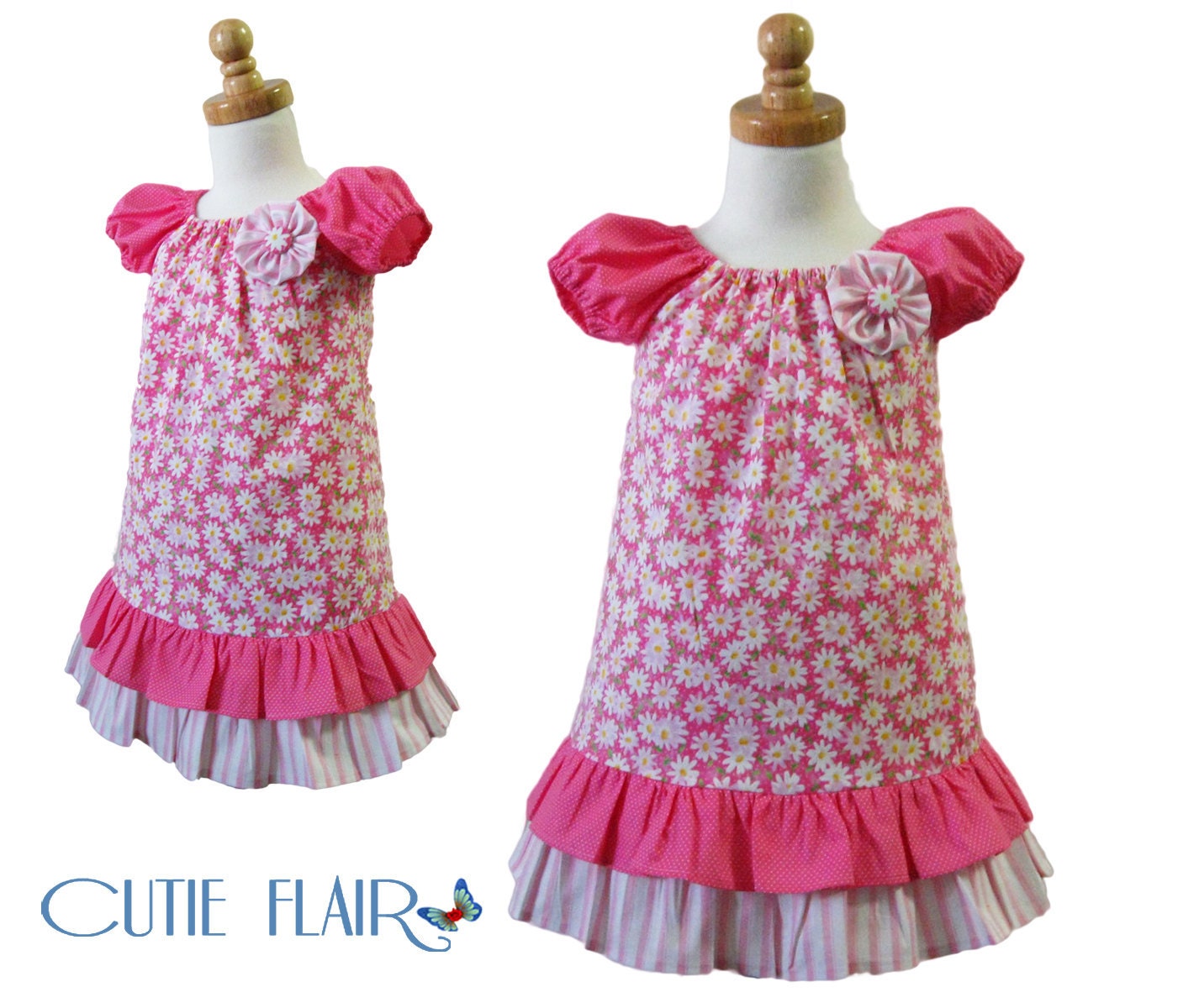 Peasant Dress Floral Pink Tones Size 2T - ON SALE