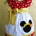Boutique Style Minnie Dress Red Polkadots, White and Yellow with Applique