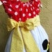 Boutique Style Minnie Dress Red Polkadots, White and Yellow with Applique