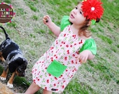 Pink Gigham and Cherry Picnic Peasant  Dress......handmade childrens clothing by laken and lila