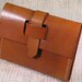 Leather trifold wallet - Secure leather card holder with strap