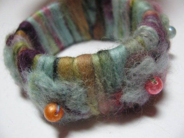 Fiber Bangle..olive green...purple...aqua
