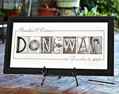 Personalized Name Frame Print (10x20) unframed - wedding reception decoration- last name- personalized wedding gift, personalized home decor