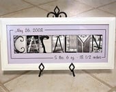 Personalized Baby Name Frame Print (10x20) unframed - Personalized Nursery Art, children decor, Birth Announcement, Alphabet Art