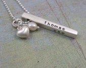 Hand Stamped Necklace - Personalized Jewelry - Bar Pendant Necklace - Mommy Necklace