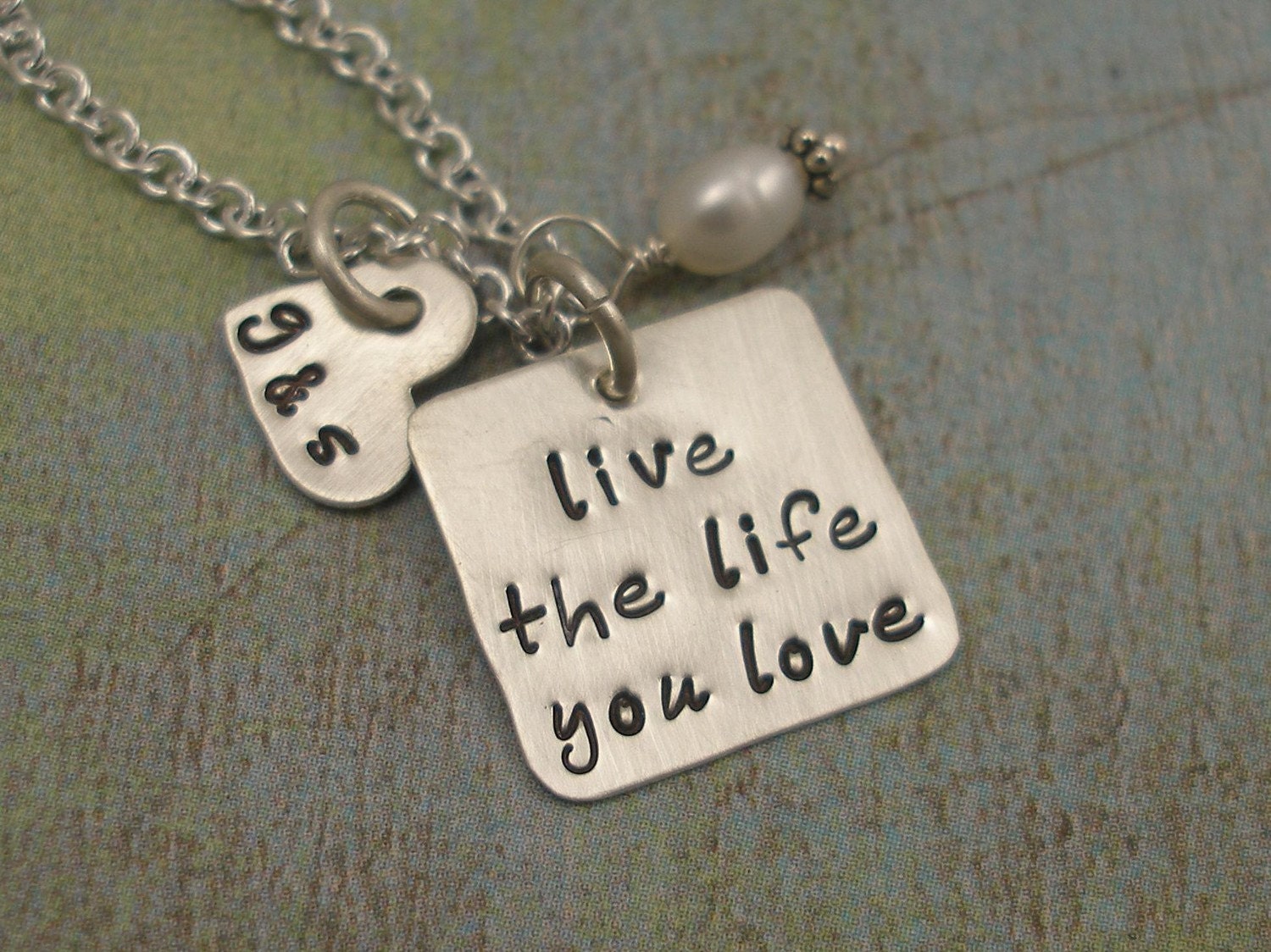 Hand Stamped Personalized Jewelry - LOVE LIFE - Sterling Silver Hand Stamped Necklace