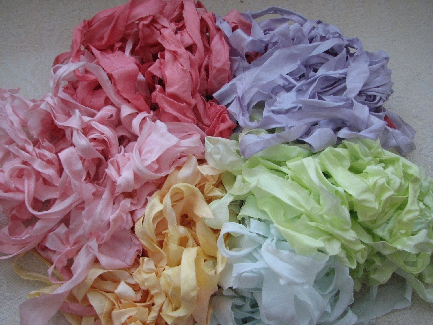 Naturally Dyed Silk Ribbons Streamer Stick
