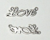 2 Pcs Antique Silver Love Word Connector