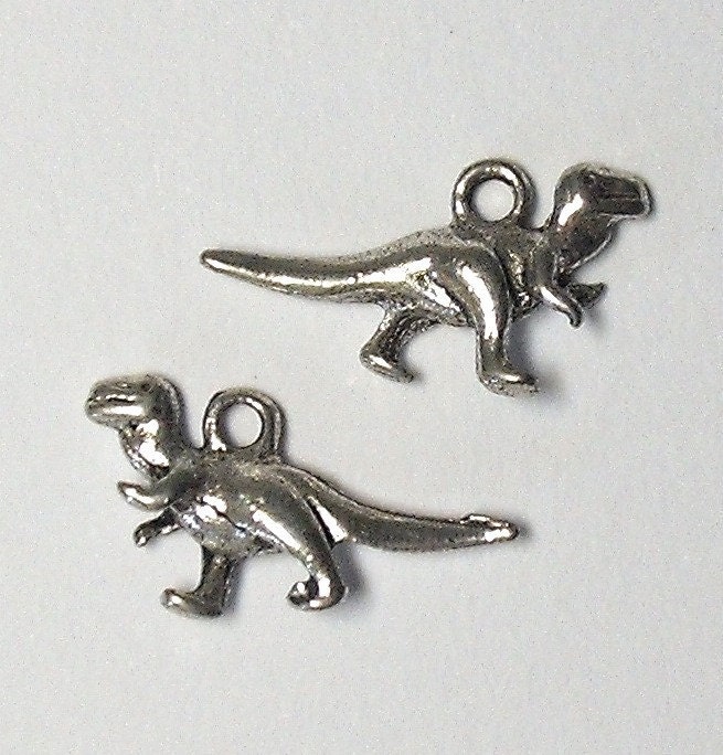 3 Pcs Antique Silver Dinosaurs Charm Pendants