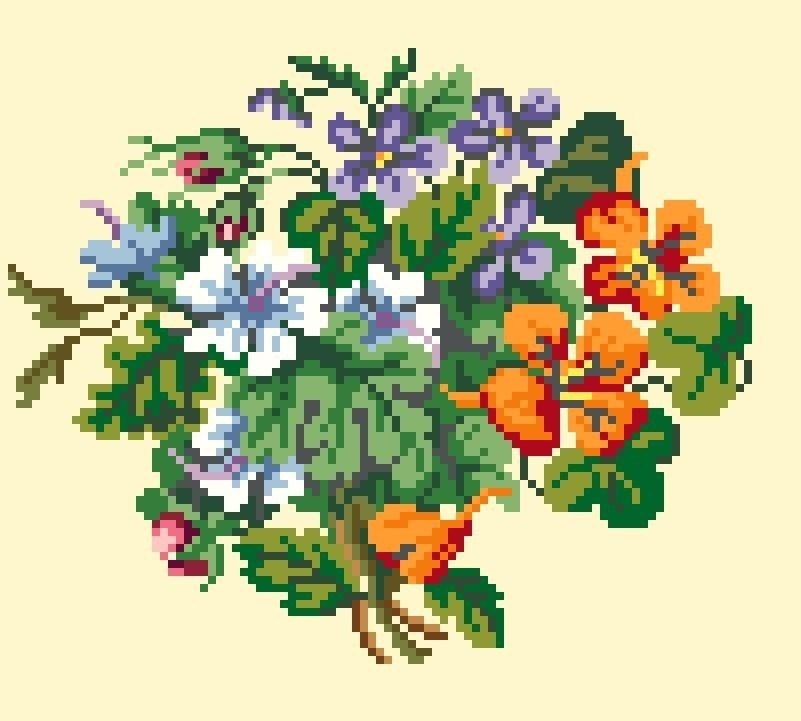 Forest posie- cross stitch chart. Instant download.