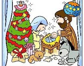 Nativity scene. Cross stitch pattern. Instant download.