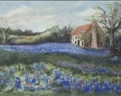 Hill Country Blues - 8 x 12 giclee print from my original pastel art