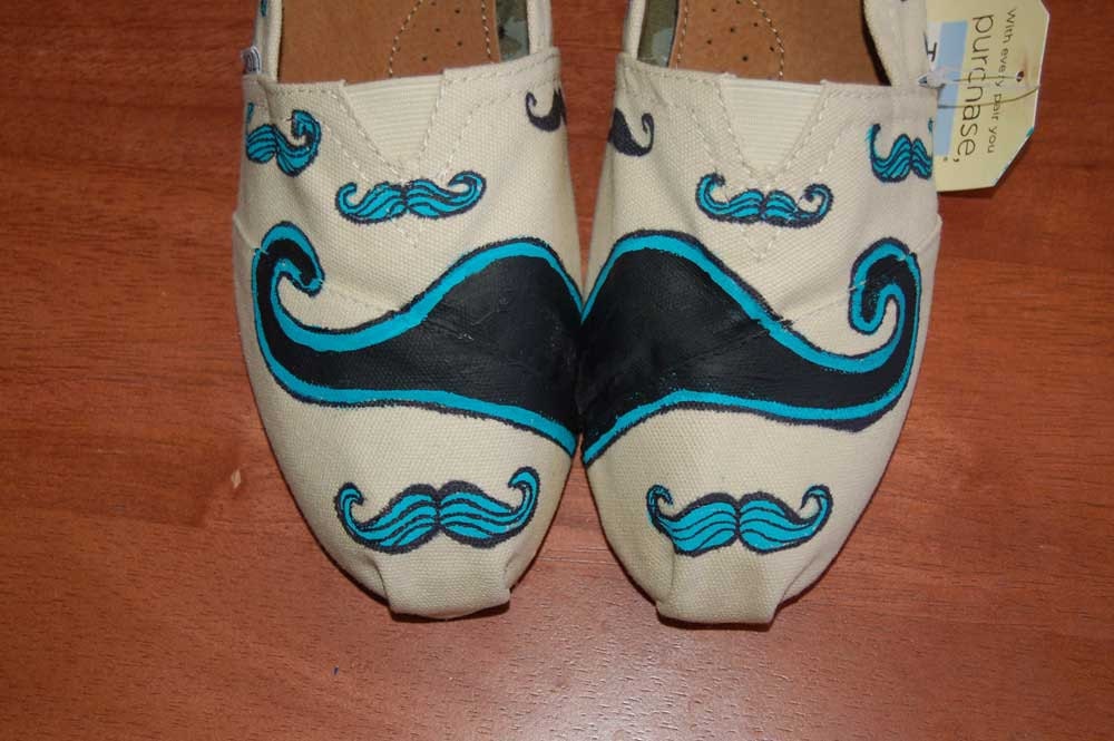 Quirky Mustache TOMS - customized in your colors, your shoe size