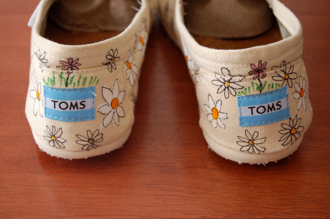 Crazy Daisy TOMS - custom painted in your size, your colors, shoes included