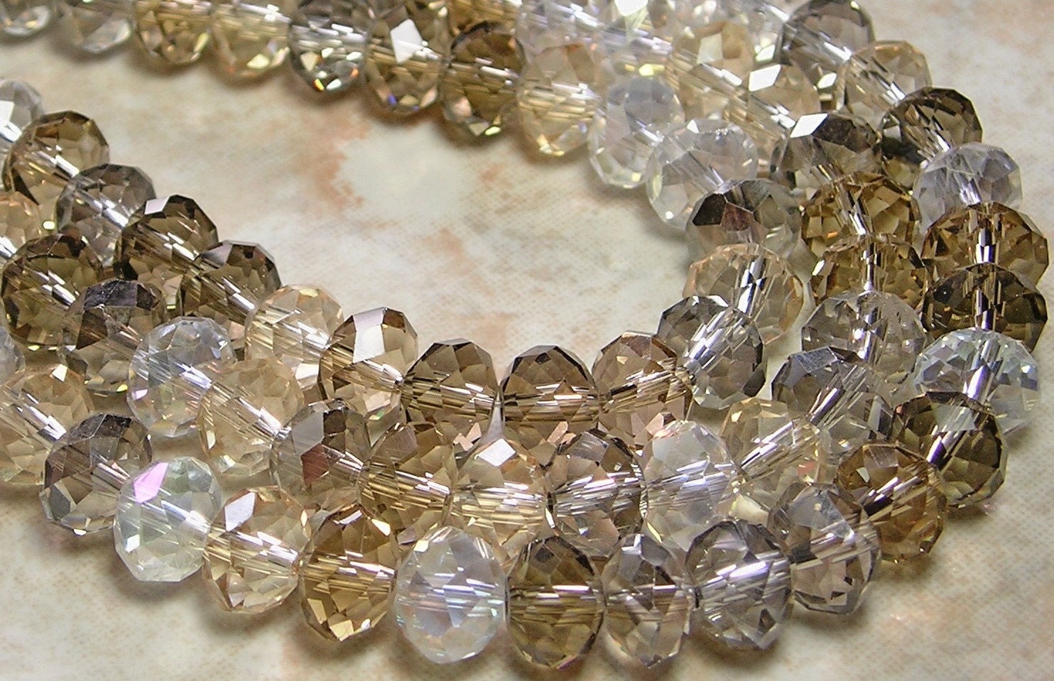 8x5mm Faceted Champagne Dreams Mix Chinese Crystal Rondelle Beads 8 Inch Strand (A41)