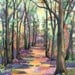 Wall Art Watercolor Forest Fall Scene Where Leaves Gather Modern Art Print by Marty Husted