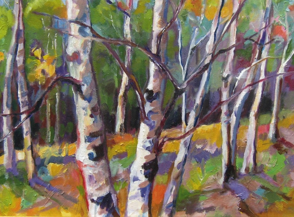 Original Landscape Oil Impressionsist Fall Trees  by Marty Husted