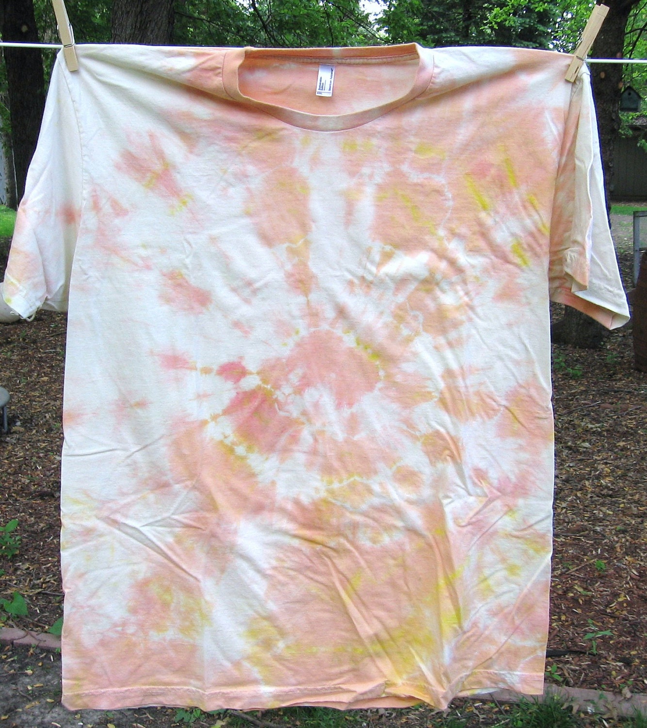 Oranges and yellows - organic tie dyed tee - XL XXL