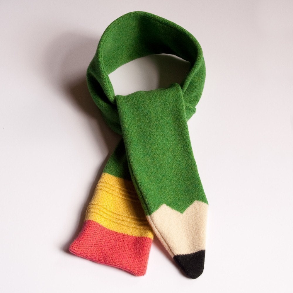 Lambswool Green Pencil Scarf - Made to order
