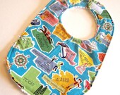 Nifty Fifty United States of America with Capitals Bib for Baby Boy or Baby Girl in Alexander Henry Fabric
