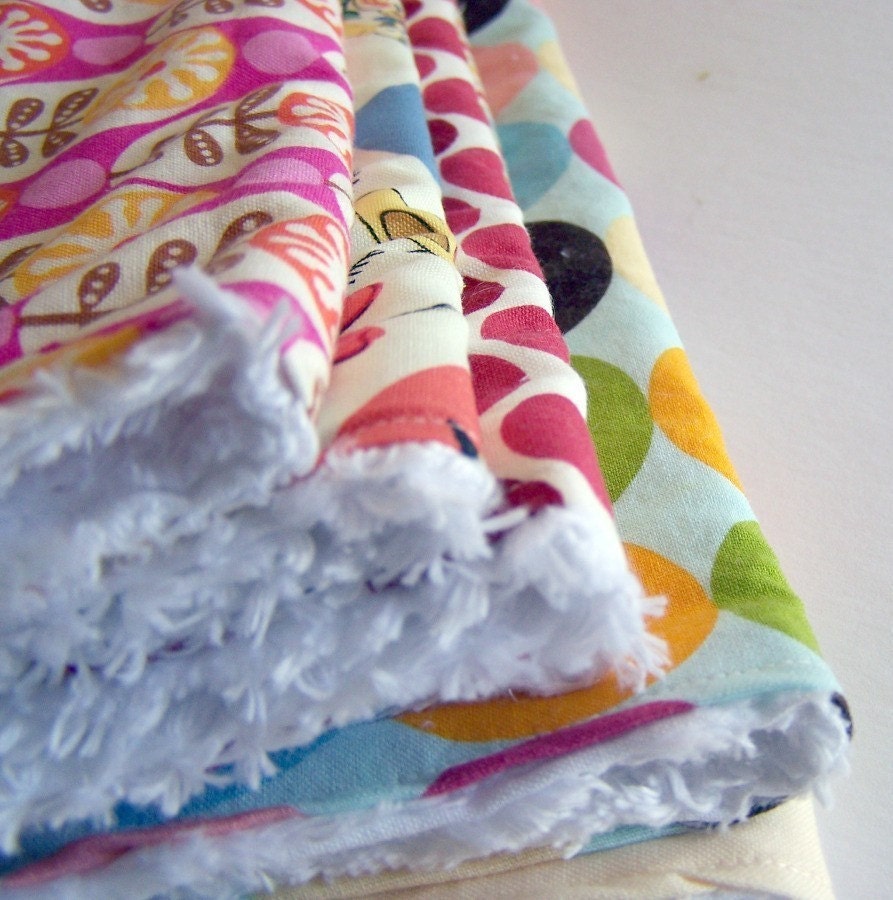 Designer Fabric Set of Four Burpcloths with Lush Chenille Back YOU CHOOSE GENDER
