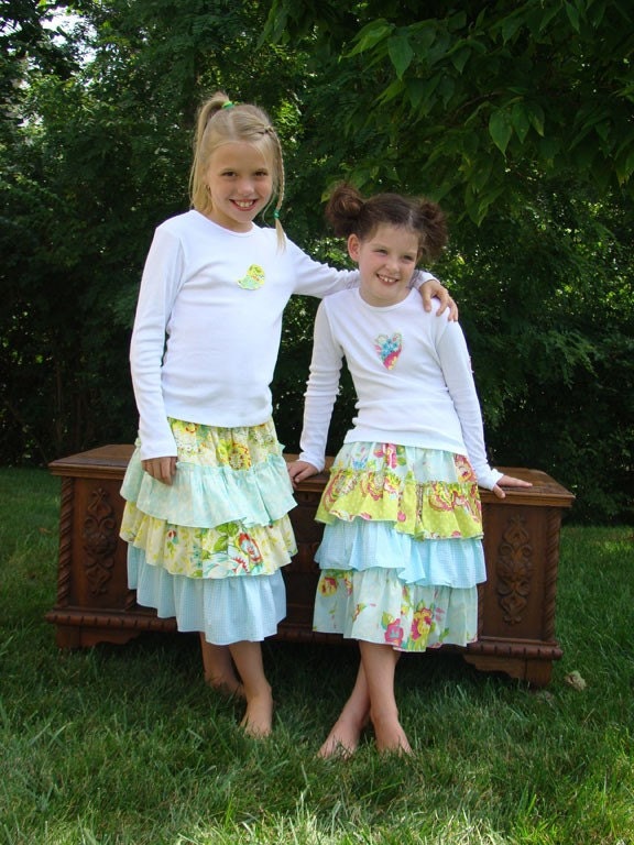 Fandango Skirt - Aqua/Red Floral