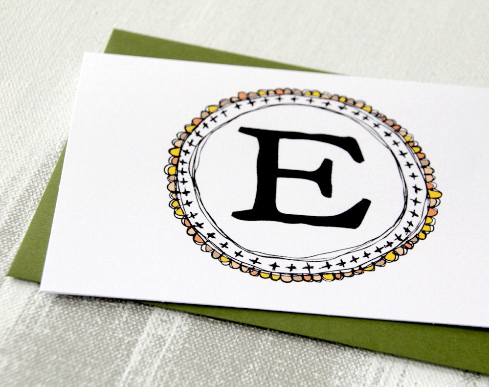 mothers day gift personalized stationery modern initial monogram cards in shades of yellow pack of 10 cards stationery set letterhappy etsy