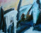 Painting 30 x 35 February Snow Large ORIGINAL abstract white blue green