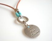 Friendship necklace, Leather Cord Necklace, Boho Chic Necklace, Dark Natural Leather