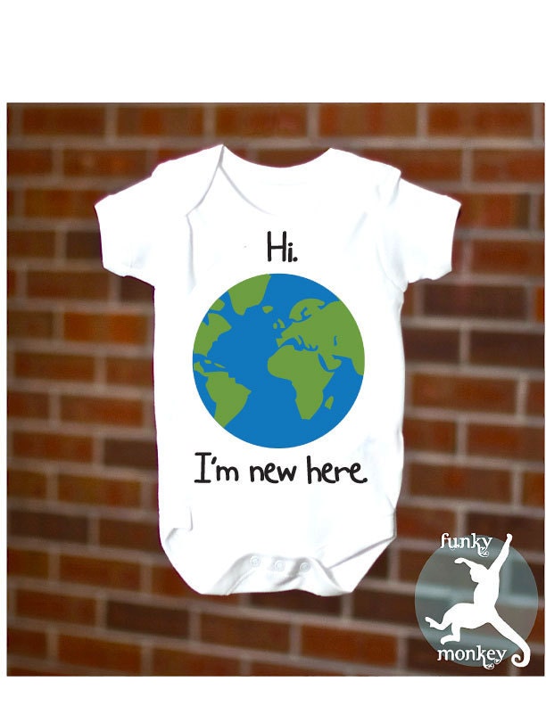 FUNNY BABY ONESIE, Hello World Girl or Boy, Short Sleeve, Unisex New Baby, Free Gift Wrap