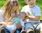 BROTHER SISTER SHIRTS Big Little Three 3 Siblings Family Set, ShortSleeve Modern Letters Circle Design, Big Little Baby Siblings