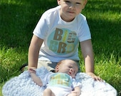 BIG LITTLE BROTHER Or Sister Set Personalized Shirt Onesie Hat, Short Sleeve, Circle Dots, Free Gift Wrap