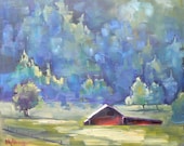 Landscape, Original , Oil Painting, 8x10",  Daily Painting, "Mountain Farm"