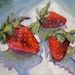Reserved for Lauren Still Life Original Berry Painting, Painting on Sale, "Strawberries and Shadows", 6x8"