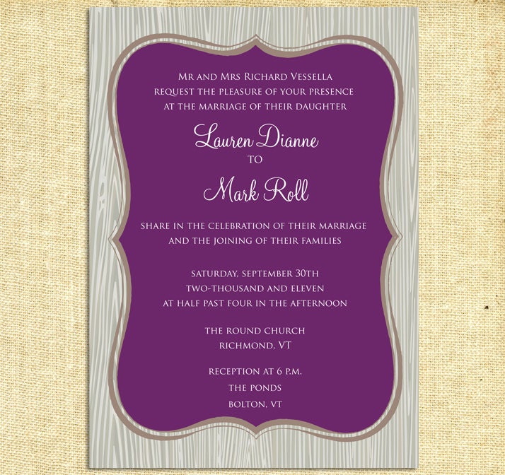 Rustic Wood Grain Frame Wedding Invitations, Wedding Invites, Reception Invitations - Deposit to get started Il_170x135