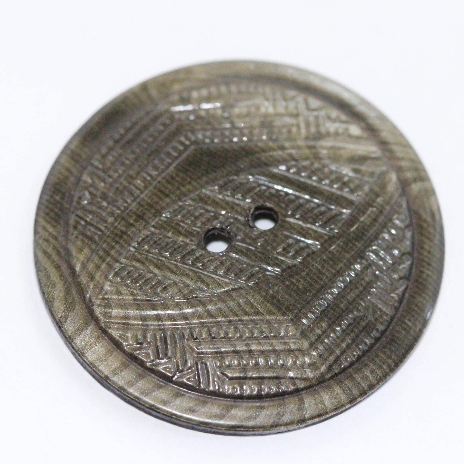Dark grouping - four large BLACK vintage COAT buttons - celluloid - bakelite - (4) steampunk retro