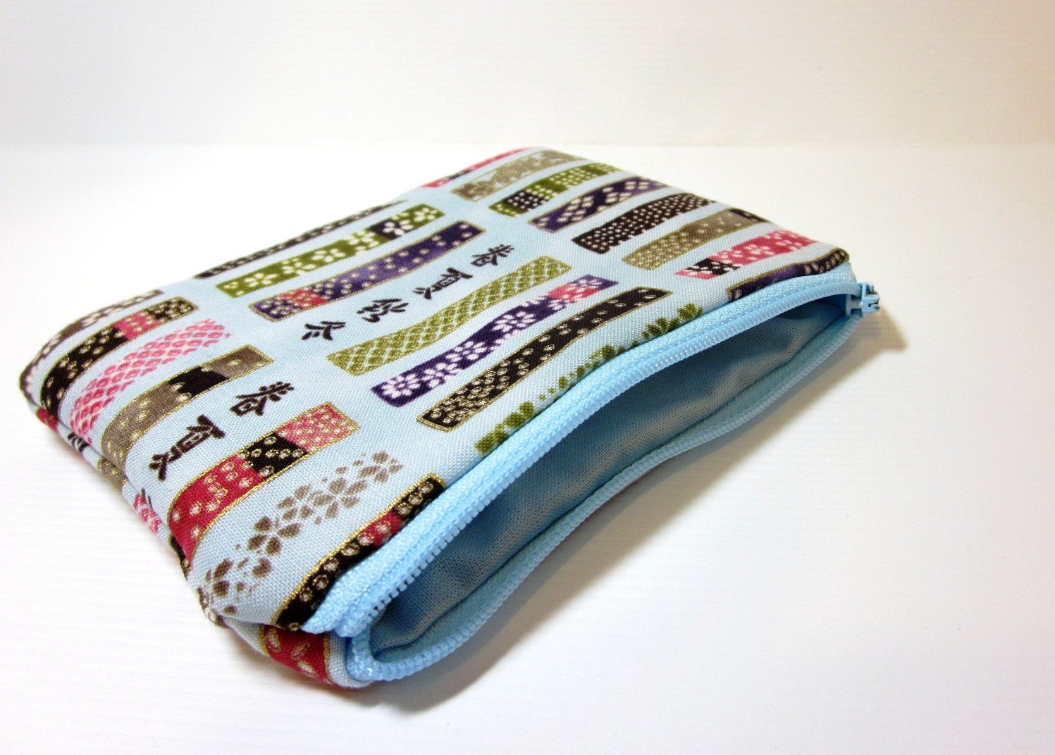 Small Zipper Pouch Card Wallet Cell Phone Pouch Spring Ribbons
