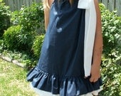 SAMPLE SALE Classic Navy and White double ruffle Pillowcase Dress 18 24 months 2t..... Pink Petunia Pearl - Ready to Ship